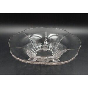 New Martinsville Radiance Clear Three Toed Footed Serving Bowl 10 3/4 Console